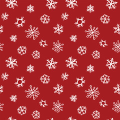 Winter seamless pattern with white snowflakes on color background. Vector illustration for fabric, textile wallpaper, posters, gift wrapping paper. Christmas vector illustration. Falling snow.