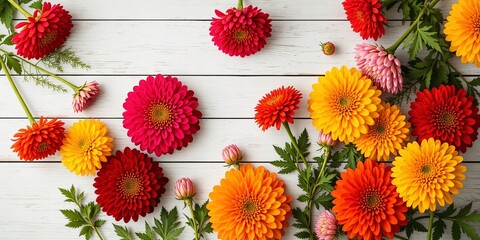 Zinnia Flat Lay on Wood - Morning Light & Textures