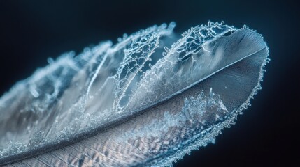 Frozen Feather: A Macro Study of Ice Crystals on a Bird Feather