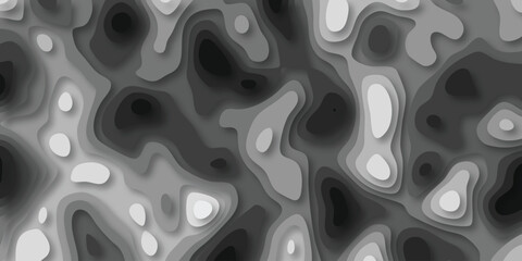 Abstract gray topographical map featuring layers of contours and 3d effect creating visual interest and depth in an artistic composition.