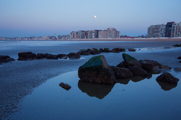 Sunset on a beach in Belgium, Knokke.