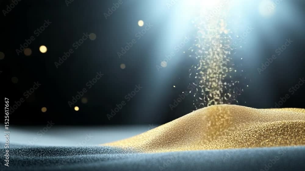 Poster golden sand, shining light: a captivating scene of grains of sand cascading from a bright light, for