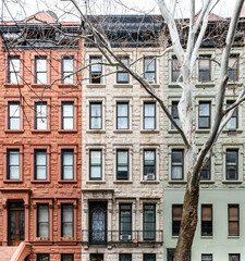 Historic old homes on West 76th Street in the Upper West Side neighborhood of Manhattan in New York City