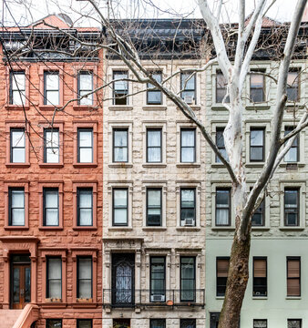 Historic old homes on West 76th Street in the Upper West Side neighborhood of Manhattan in New York City