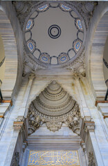 Ornate stone carving of a muqarnas vault, Nuruosmaniye mosque, Istanbul, Turkey