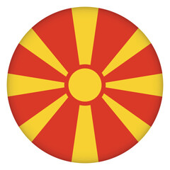 Glass light ball with flag of Macedonia. Round sphere, template icon. Macedonian national symbol. Glossy realistic ball, 3D abstract vector illustration. Big bubble.