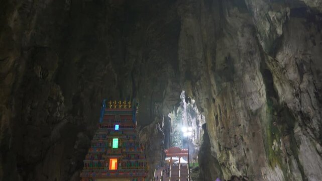 day time famous kuala lumpur area cave temple slow motion panorama 4k malaysia