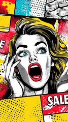 Obraz premium pop-art style advertising illustration, text 