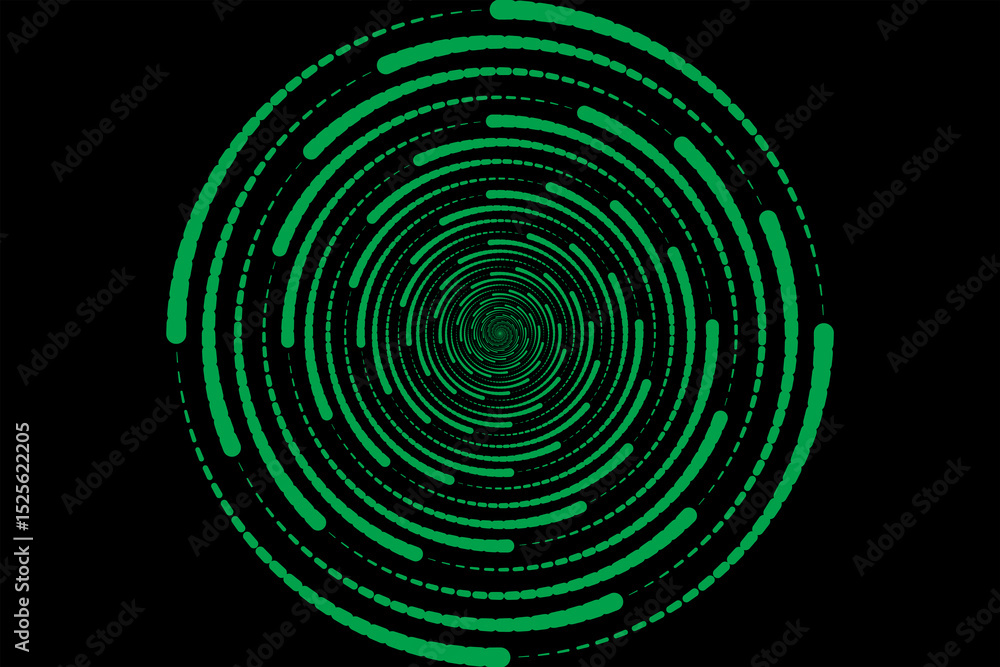 Poster 3d green techno background. big data visualization on dark space with dotted lines shape decoration.
