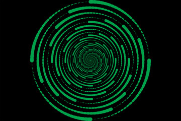 3D green techno background. Big data visualization on dark space with dotted lines shape decoration. Modern graphic design element dots circle style concept for banner, flyer, card, cover or brochure