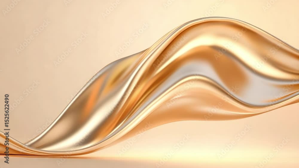 Poster golden fluid flow: abstract art featuring a flowing, dynamic golden liquid, creating elegant, sensua