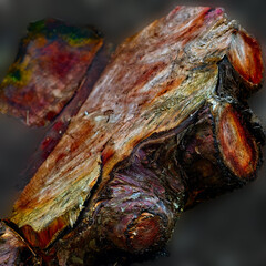 Large stump of a cut-down bush made to look like a piece of petrified wood