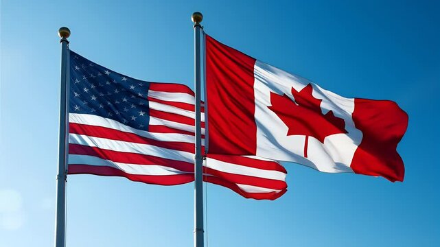 canda and america usa flag 