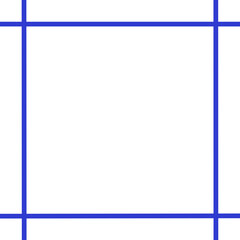 青の交差ラインによるシンプル囲み枠（正方形）・背景透過フレーム素材（線画のみ）