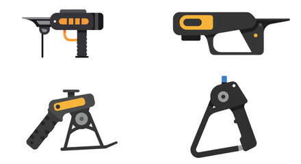 Naklejka premium Set of stylized vector illustrations showcasing various grip heads used in photography