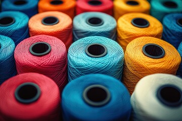 Close-up of colorful spools of thread (1)