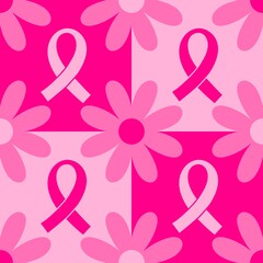 Obraz premium Breast cancer month seamless pink ribbon day mammogram pattern for medical accessories and medicine textiles