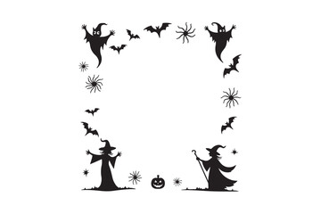 Happy Halloween Spooky Silhouette Border