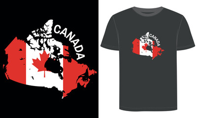 Canada Map Flag T-Shirt Design, Canadian Pride Patriotic Apparel Gift