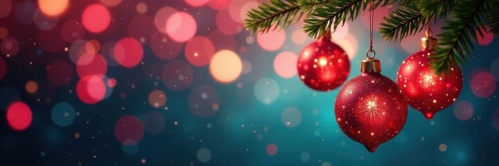 Fototapeta premium Shimmering ornaments dangle, bokeh background , vintage, texture, reflection