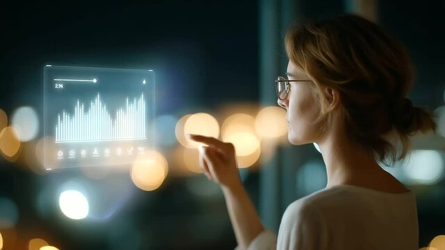 Professional woman optimizing workflow in a contemporary office setting.