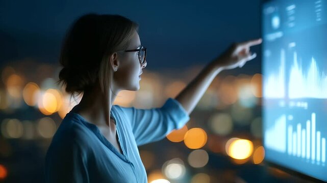 Professional woman optimizing workflow in a contemporary office setting.
