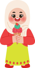 little girl eating sweet ice cream