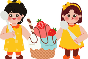 happy kids with ice cream