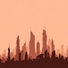 Obraz premium Futuristic cityscape silhouette skyline city buildings urban architecture skyline cityscape background