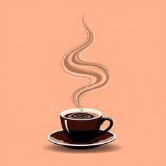 Obraz premium Coffee cup hot drink beverage caffeine espresso aroma morning refreshment steam illustration design art