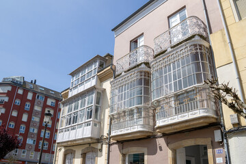 Ribadeo’s colorful town center in Galicia, Spain, viewed from the historic core, with charming facades, classic architecture, and urban atmosphere.