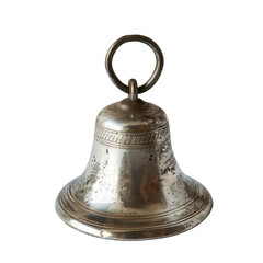 Vintage silver bell with polished surface and decorative engravings, showcasing its classic design and craftsmanship. This bell can evoke feelings of nostalgia and charm