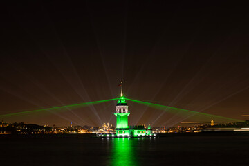 Maiden's Tower in Istanbul, Turkey. (Turkish Name: Kiz Kulesi). Beautiful evening view in Istanbul.