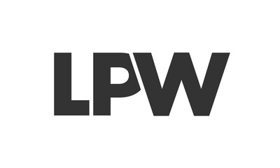 LPW logo design template with strong and modern bold text. Initial based vector logotype featuring simple and minimal typography. Trendy company identity.