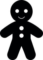 Cute Gingerbread Man silhouette on transparent background