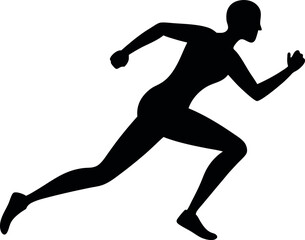 Silhouette of a Male Runner in Motion on transparent background