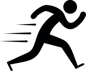 Dynamic Silhouette of a Fast Running Athlete on transparent background