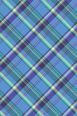 Handkerchief vector pattern check, sewing plaid textile fabric. Apparel seamless tartan background texture in cyan and indigo colors.