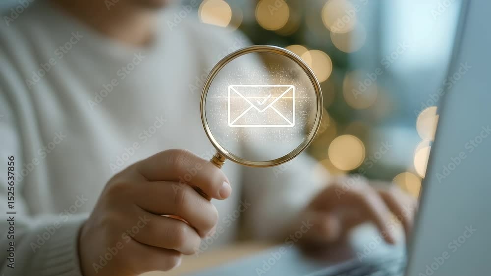 Aufkleber ensuring cybersecurity with email verification in a home office setting.
