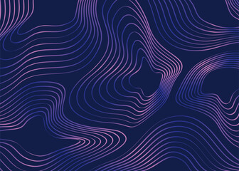 Abstract topographic lines neon background