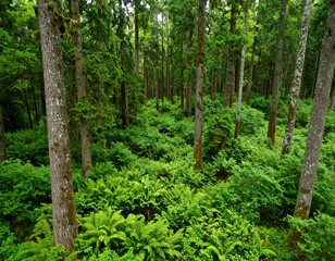 Fototapeta premium Lush green forest floor