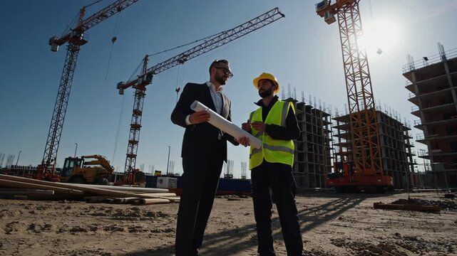 Engineer and Builder Collaborating Onsite