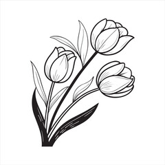 tulip flower silhouette vector