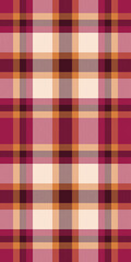 Elegant autumnal plaid pattern in warm hues of pink, orange, and burgundy on a cream background.  Perfect for textile design, apparel, home décor, and seasonal branding.