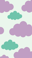 Whimsical cloud pattern with pastel colors for background and design projects