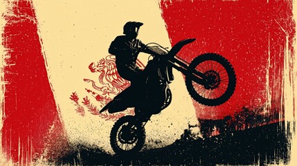 Dirt biker with Mexican flag in protest art