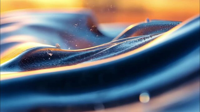 Macro water splash forming a perfect blue crown mid-air in extreme close-up. 