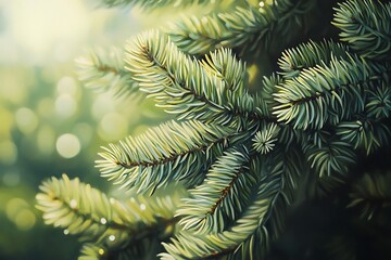 Close-up view of detailed evergreen needles.