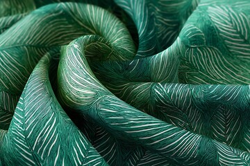 Close-up of a fabric with a leaf design.