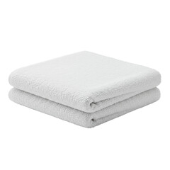 A transparent, luxurious, thick cotton hand towel, meticulously folded with plush texture and crisp edges, on a plain, seamless, transparent background with uniform, shadowless studio lighting,